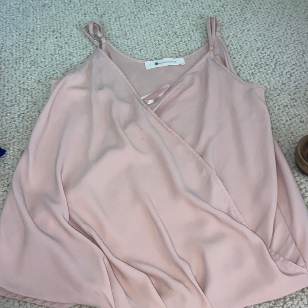 The Impeccable Pig pale pink wrap front tank top
